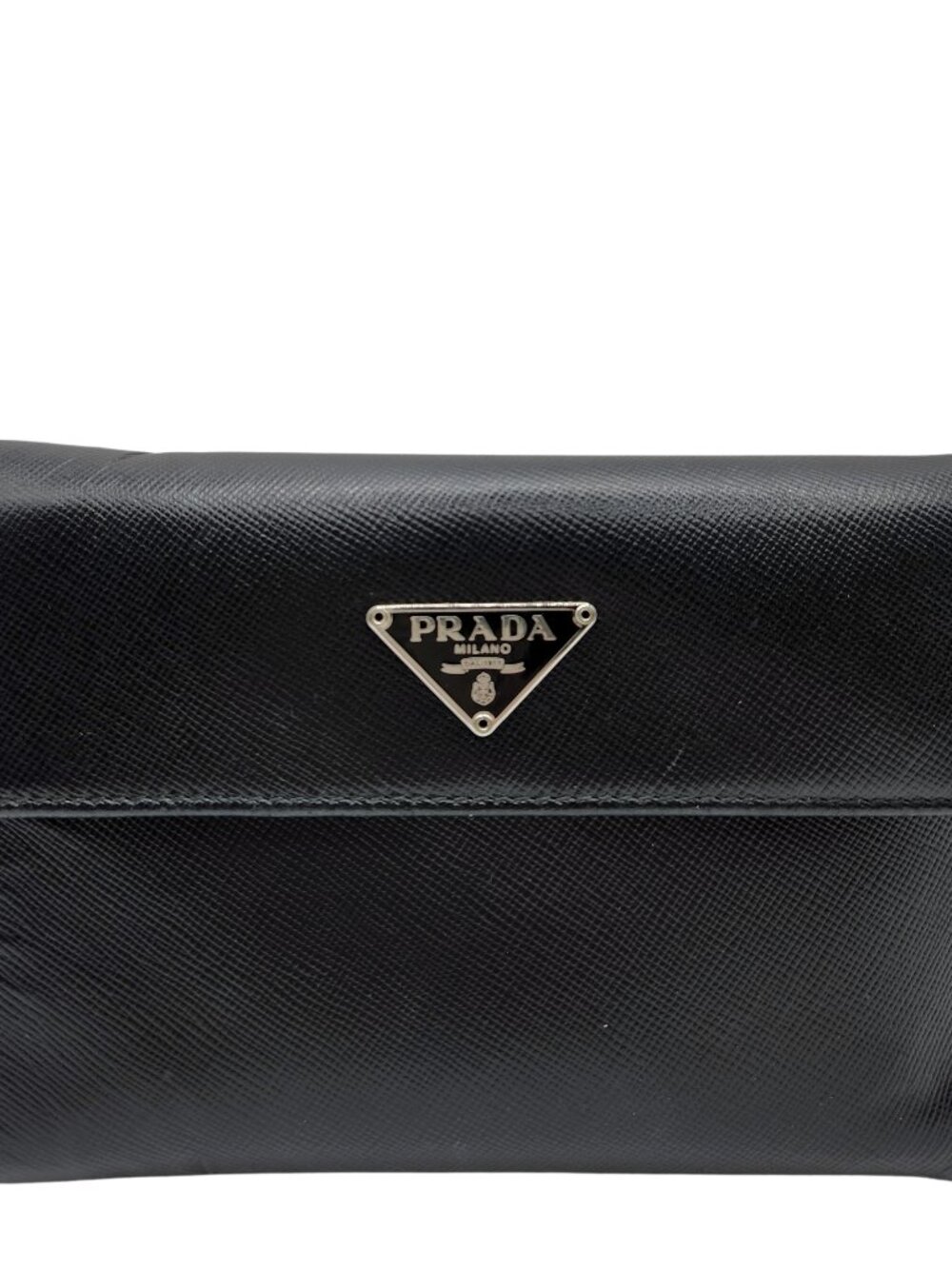 Prada Saffiano Leather Tri-Fold Wallet in Black